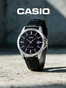Casio Men's Classic Analog Quartz Watch, Silver Dial, Black Leather Strap, With Date Window, Suitable For Daily Office And Professional Business Attire - Black - View 11