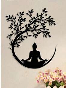 1pc Tree Of Life & Meditation Buddha Wall Decor, Tree Of Life Wall Art, Multi-Functional Wall Hanging Craft, Suitable For Office, Living Room, Bedroom, Patio, Kitchen, Balcony, Shop Entrance, Cafe, Dance Hall, Bar, Yoga Studio And More, Zen Wall Decor, Modern Home Decoration, Housewarming Gift, Holiday, Birthday, Halloween, Christmas, Ideal Gift - Multicolor - View 5