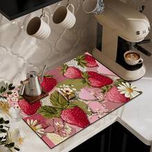 (Hot !!) 1pc Strawberry Pattern, 2D Printed Flat Stove Protector Mat, Rubber Non-Slip Heat-Resistant Stove Cover Pad, Suitable For Induction Cooktop, Glass Stove, Multi-Function Scratch-Resistant Mat, Best Choice For Oven, Washing Machine, Dryer, Kitchen Decoration - Multicolor - View 3