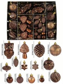 72 Buah Ornamen Pohon Natal Anti Pecah dengan Cincin Gantung, Cocok untuk Pesta Liburan, Karangan Bunga, dan Dekorasi Rumah (Coklat) Dekorasi Natal Hadiah Natal Rumah Dekorasi Natal - perunggu - View 3