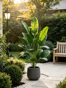 65-115cm Tropical Artificial Plants, Large Fake Banana Tree, Plastic Bird Of Paradise Plant Stems, Large Size Palm Leaves, Suitable For Home Garden Indoor Office Decoration, No Pot Included, Can Be Used For Room Decor, Wedding Decor, Autumn Decor, Home Decor, Bedroom Decor - Multicolor - View 4