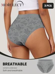 Morelect 3pcs Women's Low Waist Seamless Comfortable Breathable Printed Sexy Panties - Multicolor - View 3