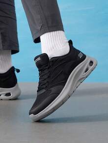 Skechers 男士輕量運動跑步鞋 BOB'S 男士系列 繫帶休閒鞋 舒適緩震 透氣休閒鞋 118077-BLK - 黑色 - 查看 3