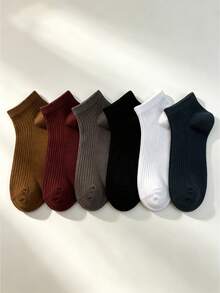 6 Pasang Kaos Kaki Pendek Bergaris Jahitan Ganda, Kaos Kaki Katun Sisir Aneka Warna Bergaya Vintage untuk Pemakaian Sehari-hari dengan Sepatu Sneaker, Kaos Kaki Kasual - MultiWarna - View 2