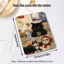 Cat, Strawberry, Flower, High Wine Glass Pattern Painted Effect Tablet Protective Case, Built-In Pen Slot, With Stand, Suitable For Honor 8/9/10/X8/X8A/X9/X8Pro/X9Pro And Other Models/ MatePad Se 11 Inch/MatePad 11 Inch/11.5 Inch, MatePad Pro, Apple 10th/11th Gen 2025 (A16), Galaxy Tab A7/A9 And Other Popular Models - Multicolor - View 3