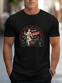 Men's Pure Cotton Short Sleeve T-Shirt Casual Summer Regular Fit Basic Tee Top Daily Wear Fashion - 黑色 - 查看 1
