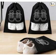 1pc/5pcs/10pcs Disposable Non-Woven Anti-Yellow Bag Solid Color Shoe Bag Black Dustproof Shoe Covers Shoe Storage Bags,Travel Shoe Packing Shoe Bags - 黑色 - 查看 9