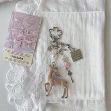 Deer Keychain Pendant, Lace Pearl Bow Bag Charm, Korean Sweet Clover Backpack Hanging Chain, Y2K Girl Style Gift - Multicolor - View 7