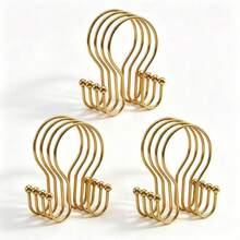 12pcs Gold Metal Shower Curtain Rings, Smooth Sliding Without Jamming, Fits Various Bathroom Shower Rods, Easy To Hang Shower Curtains, Practical Accessory To Enhance Bathroom Experience - Gold - View 9