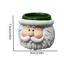 1 Pc Christmas Snowman Santa Claus Resin Succulent-Planter Pot With Drainage Hole, Cartoon Mini Flower Container For Small Succulents, Desktop Window Sill Holiday Home Office Decor - Elder - View 7