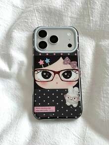 1pc Aesthetic Y2K Style Cartoon Girl Rabbit Print Protective Phone Case, Durable Anti-Drop Decorative Phone Shell, Suitable For Party, Daily Use, Gift, Compatible With IPhone 11-17 Pro Max - Multicolor - View 4