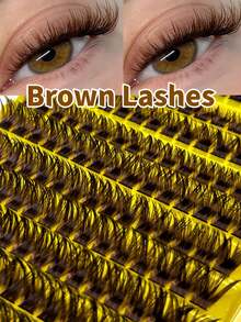 150pcs Brown Clustered Single Fake Eyelashes, Soft Natural DIY Eyelashes D Curl (9-16mm), Can Create Natural Or Voluminous Look, Reusable, Suitable For Daily Wear, Wedding, Date, Party, Festival, Spring And Travel - D - View 3