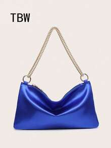 Women's Silk Satin Evening Bag With Rhinestone Decoration, Fashionable, Lightweight, Compact, Suitable For Parties And Outings - Royal Blue - View 1