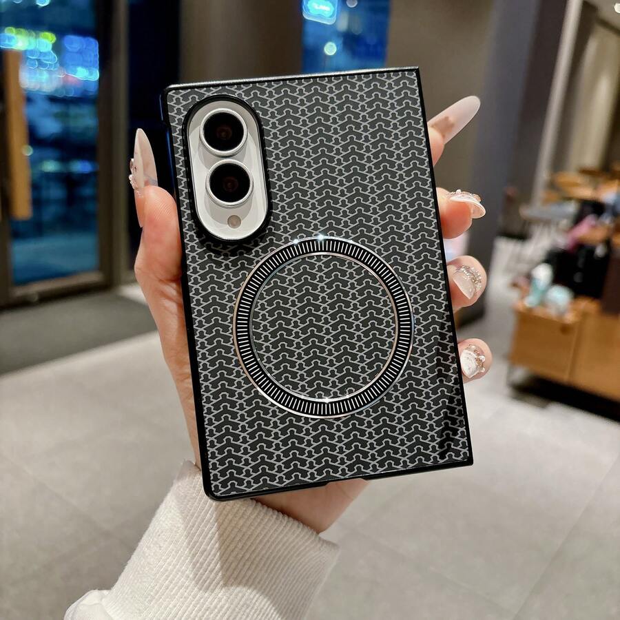 Funda protectora plegable magnética compatible con Samsung FOLD8 8U, diseño minimalista - Negro + tapa frontal estándar - Ver 1