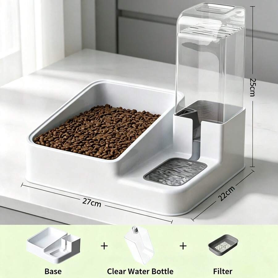 1pc Large Capacity 2-In-1 Pet Feeding & Watering Station, Suitable For Cats And Dogs, Indoor/Outdoor Use, Non-Slip Spill-Proof Easy To Clean Automatic Feeding Bowl - Large Capacity - View 1