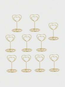 5/10/20 Pieces Gold Table Number Card Holders, Heart-Shaped Table Number Photo Frames, Table Card Stands, Paper Menu Clips, Green Watercolor Style Table Cards, Perfect For Wedding And Party Seating Arrangements, Foldable And Convenient. - Multicolor - View 3