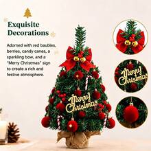 Desktop Christmas Tree, Mini Holiday Desk Ornament Home Decor Party Favor - Green - View 5