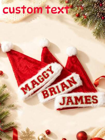 Personalized Name Christmas Hats, Couple's Personalized Christmas Hats, Couple's Christmas Hats, Customized Holiday Gifts.