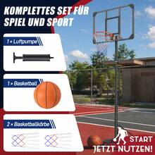 Basketballkorb höhenverstellbar 150–260 cm, Basketballständer mit Rollen für Garten Outdoor - Schwarz - Übersicht 4