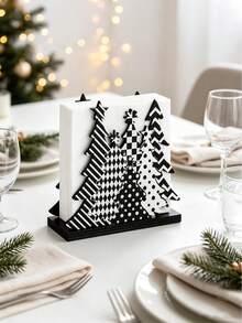 Christmas Tree Napkin Holder, Wooden Cute Christmas Style Cocktail Napkin Box, Farmhouse Modern Style Wooden Napkin Storage Box, Suitable For Office, Hotel, Restaurant, Home, Bathroom, Kitchen, Dining Table Decor - Multicolor - View 8