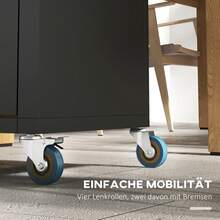 Carrito de Cocina Rodante con Almacenamiento, Gabinete, Estantes Ajustables, para Cocina, Sala de Estar, Comedor, Blanco - Negro + Hierro - Ver 2