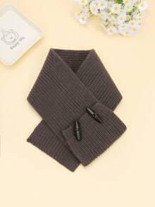 Button Knit Scarf Neck Warmer For Boy, Winter Pullover Neck Gaiter, Fake Collar, Korean Style Knotted Versatile Cross-Knit Scarf - A - View 6