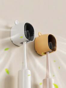 1pc No-Drill Wall-Mounted Dust-Proof Toothbrush Holder, Bathroom Toothbrush Storage Rack - Multicolor - View 6