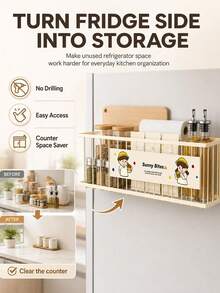 1 unidad: estante lateral magnético de metal para refrigerador, que ahorra espacio y sirve como estante para guardar especias, aceites, condimentos y utensilios, ideal para la cocina, la despensa, un vehículo recreativo o el área de lavado. - Multicolor - Ver 4