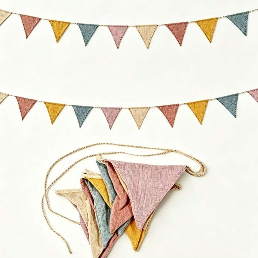 1pc Holiday Triangle Bunting Banner, Polyester Fabric, Reusable, Multicolor Triangle Flag Rope, Suitable For Various Holiday Indoor And Outdoor Bohemian Style Decoration, Birthday Party Supplies, Wedding Bridal Shower - A Triangle - View 1