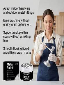jakehoe Quick Dry Metallic Silver Paint, Anti-Rust Base Coat Primer & Metal Renovation Polish For Pipes, Tools, Gears & Hardware, Railings & Fences, Doors & Windows, Pipes & Brackets, Wheels & Brake Calipers, Car Body & Chassis Parts, Furniture & Lighting, Kitchen & Bathroom Hardware - Multicolor - View 4