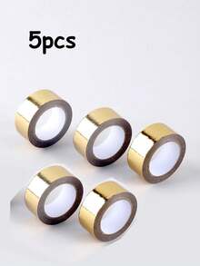 5pcs/3pcs/1pc Hot Stamping Gold Foil Decorative Washi Tape Stickers, Solid Gold Color Planner Tape, Suitable For Handmade DIY, Wedding Decoration, Gift Wrapping, Back To School, Christmas Gift Decoration - Multicolor - View 5