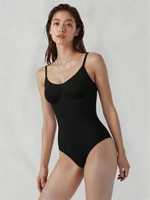 Mystèrelle 1件女款無縫塑身連體衣，丁字褲底，顯瘦塑身連體衣，收腹，塑身衣，束腰 - 黑色 - 查看 3