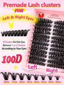 192 Pcs Fluffy Thick Cluster False Lashes, 100D D‑Curl Individual Lashes, 10‑18mm Lightweight Thin Lash Clusters, For Daily, Home, Party, Music Festival, Halloween & Christmas Makeup,Fake Lashes,Cat Eye Lashes,Style Left & Right Eye Lash Clusters - D - View 6