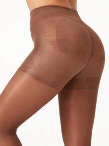 1pc Women's Tummy Control Butt Lifting Shaping Nylon Blend Elastic Slim Fit Sexy Fashion Tights, Suitable For Daily Wear And Date Night - Coffee Brown - View 6