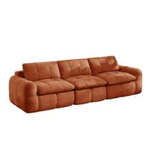Ergonomic 3 Seat Orange Modular Sofa - Chenille Fabric For Living Room And Lounge - Orange 3 Seat - View 6