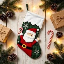 Christmas Stocking Colorful Candy Treat Bag Hanging Decor For Holiday Party - Green - View 2