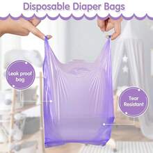 100Pcs Diaper Waste Bags, Pet Waste Bags, Leak-Proof & Odor-Lock, Easy-Carry Drawstring Design, Thick & Durable, Pull-Out Box Packaging, Macaron Purple, Vest-Style Handles, Scented, Suitable For Moms On The Go, Home Storage, Multi-Purpose Cleaning, Diaper Trash Can Bags, Pet Cleaning, Home Organization, Travel Use - Multicolor - View 7