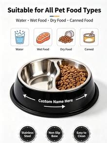 Customized Stainless Steel Pet Bowl, Personalized Non-Slip Stainless Steel Pet Bowl, Large Metal Dog Food Bowl, Customizable Name, Available In Small, Medium, Large And Extra Large, Stainless Steel Pet Feeding Bowl, Suitable For Cats And Dogs - Multicolor - View 4