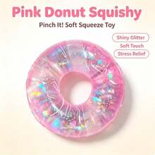 Glitter Donut Squishy Stress Toy,Clear Sparkle Donut Squeeze Fidget,Squishy,Squishies,Squishy Toys,Toys,Crunchy Squishy,Squishes, Squish,Toys For Toddler ,Halloween Decor,Halloween,Squishy's - Multicolor - View 8