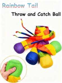 Fun Catch Ball, Aerodynamic Long Tail Design, Rainbow Comet Ball, Suitable For Men And Women, Colorful Soft Catch Toy, Perfect For Weekend Camping, Outdoor Gatherings, Beach Parties, Sensory Game Equipment, Fun Lawn Game Outdoor Sports Toy - Multicolor - View 6