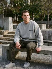 Fear Of God Essentials FW24 Light Heather Gray Crewneck Sweatshirt, Oversized Soft Fleece Pullover For Daily Street Wear, Casual Hangout - Light Heather Gray - View 8