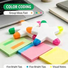 Star-Shaped Fluorescent Highlighters, 5-Color Marker Pens, Professional Business Gift - A - View 2