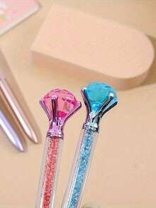 1/4/8/12pcs Shiny Crystal Rhinestone Ballpoint Pens, Retractable Medium Point, Suitable For Wedding, Office, School, Christmas And Valentine's Day Gifts, 6pcs/Set - Multicolor - View 4