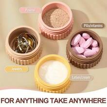 1PC Silicone Travel Container With Lid, Portable Silicone Cream Jar, Travel Powder Box, Travel Toiletry Container, Leak-Proof Refillable Bottle For Body Lotion, Hand Cream, Jewelry Storage Box - Multicolor - View 2