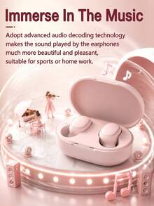 [Upgraded Version]GENAI Mini Wireless In-Ear Earphones, Lightweight And Portable, Built-In Microphone, Waterproof And Dustproof, Immersive High-Quality Sound, Long-Distance Connection, Equipped With Charging Case - Pink - View 10