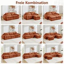 Ergonomic 3 Seat Orange Modular Sofa - Chenille Fabric For Living Room And Lounge - Orange 3 Seat - View 11