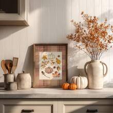 1pc Frameless Rustic Fall Plaid Pumpkin Harvest Wall Art Dorm Gift - Multi-color - View 5