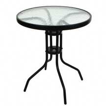Crystals Tempered Glass Top Patio Table - Black - View 1