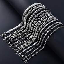 12pcs Simple Classic Stainless Steel Stacked Silver Combination Bracelets, Suitable Both Men Women, Suitable Daily Party Wear, Jewelry Friends Lovers - Silver - View 2