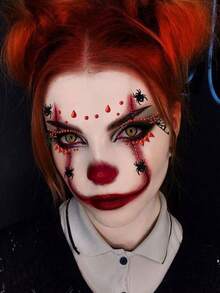 2 miếng dán đá rhinestone Halloween đen + đỏ lớn & nhỏ hình tròn & hình giọt nước với nhện, mèo, mạng nhện, trang trí mặt 3D cho trang điểm Halloween, tiệc, vũ hội, trang trí mặt & cơ thể - Nhiều màu - Xem 4